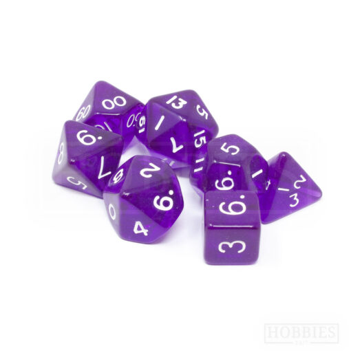 Purple Transparent Polyhedron Dice Set