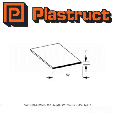 Plastruct Strip STS-2 - 31.8mm X 600mm 5 Pack