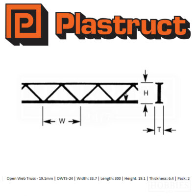 Plastruct Open Web Truss  OWTS-24 - 33.7mm X 19.1mm X 300mm 2 Pack