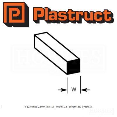 Plastruct Square Rod 0.3mm MS-10 - 0.3mm X 250mm 10 Pack