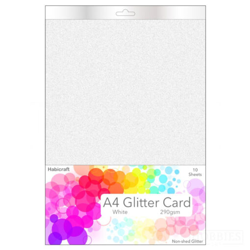 White Non-Shed Glitter Card 290gsm 10 Sheets A4