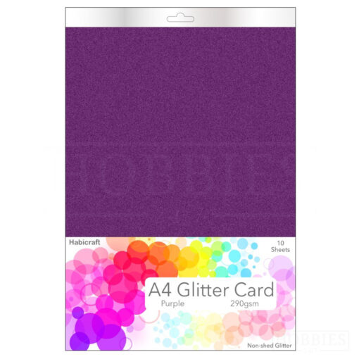 Purple Non-Shed Glitter Card 290gsm 10 Sheets A4