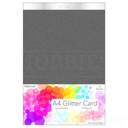 Gunmetal Non-Shed Glitter Card 290gsm 10 Sheets A4